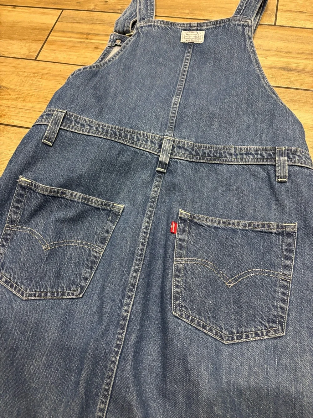 Levis Denim Long Overall Dress Button Front Midi Maxi Size Medium - Picture 8 of 9